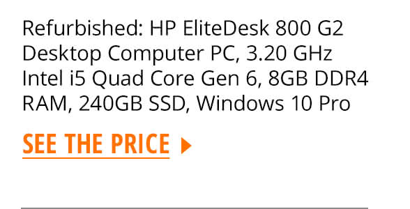 Refurbished: HP EliteDesk 800 G2 Desktop Computer PC, 3.20 GHz Intel i5 Quad Core Gen 6, 8GB DDR4 RAM, 240GB SSD, Windows 10 Pro