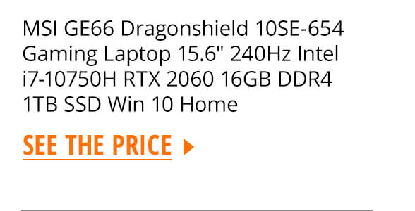 MSI GE66 Dragonshield 10SE-654 Gaming Laptop 15.6" 240Hz Intel i7-10750H RTX 2060 16GB DDR4 1TB SSD Win 10 Home