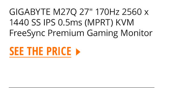 GIGABYTE M27Q 27" 170Hz 2560 x 1440 SS IPS 0.5ms (MPRT) KVM FreeSync Premium Gaming Monitor