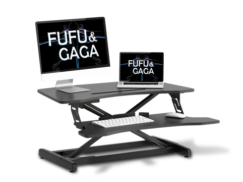 Standing Desk with Height Adjustable – Stand Up Desk Converter, 34 inches Ergonomic Tabletop Workstation Riser Fits Dual Monitors Black