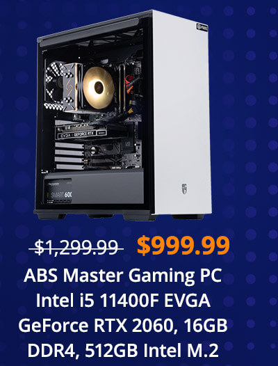 ABS Master Gaming PC Intel i5 11400F EVGA GeForce RTX 2060, 16GB DDR4, 512GB Intel M.2 NVMe SSD
