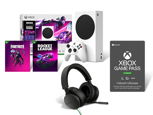 Xbox Series S - Fortnite & Rocket League Bundle + Xbox Stereo Headset + Xbox Game Pass Ultimate: 1 Month Membership US [Digital Code]