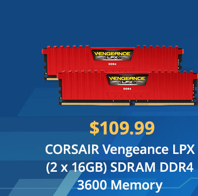 $109.99 CORSAIR Vengeance LPX (2 x 16GB) SDRAM DDR4 3600 Memory 