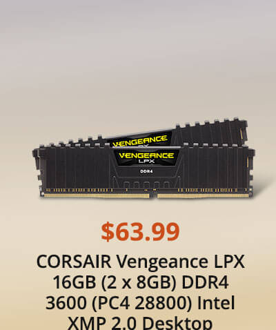 CORSAIR Vengeance LPX 16GB (2 x 8GB) 288-Pin DDR4 SDRAM DDR4 3600 (PC4 28800) Intel XMP 2.0 Desktop Memory Model CMK16GX4M2D3600C18