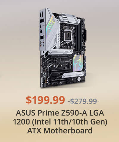 ASUS Prime Z590-A LGA 1200 (Intel 11th/10th Gen) ATX Motherboard (14+2 DrMOS Power Stages, 3 x M.2, Intel 2.5Gb LAN, USB 3.2 Front Panel Type-C, Thunderbolt 4 Support, Aura Sync RGB Lighting)