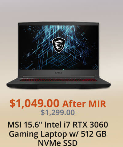 MSI GF65 Thin 10UE-071 - 15.6 144 Hz IPS - Intel Core i7-10750H - NVIDIA GeForce RTX 3060 Laptop GPU 6 GB GDDR6 - 16 GB Memory - 512 GB NVMe SSD - Windows 10 Home - Gaming Laptop