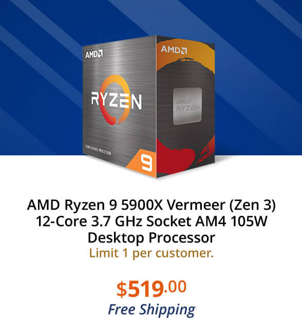 AMD Ryzen 9 5900X Vermeer (Zen 3) 12-Core 3.7 GHz Socket AM4 105W Desktop Processor