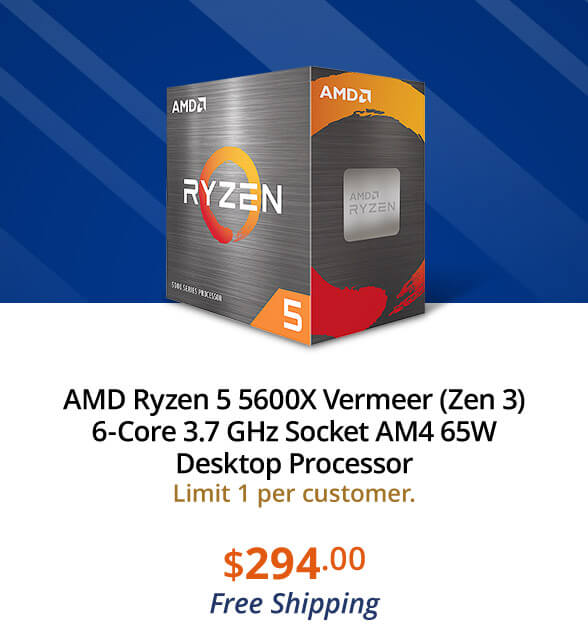 AMD Ryzen 5 5600X Vermeer (Zen 3) 6-Core 3.7 GHz Socket AM4 65W Desktop Processor