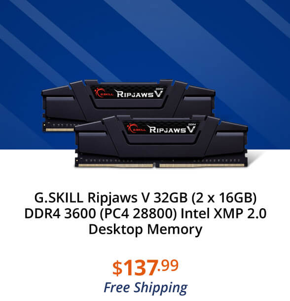 G.SKILL Ripjaws V 32GB (2 x 16GB) DDR4 3600 (PC4 28800) Intel XMP 2.0 Desktop Memory