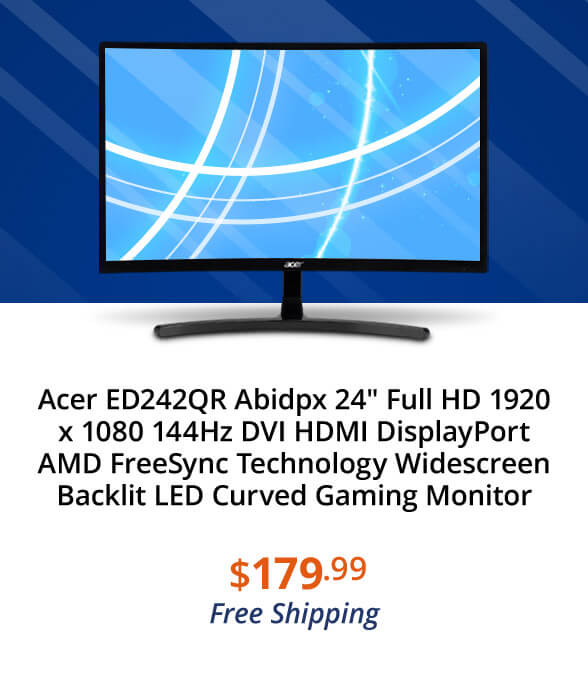 Acer ED242QR Abidpx 24" Full HD 1920 x 1080 144Hz DVI HDMI DisplayPort AMD FreeSync Technology Widescreen Backlit LED Curved Gaming Monitor