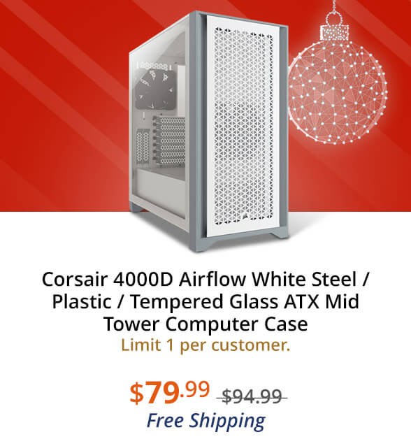 Corsair 4000D Airflow White Steel / Plastic / Tempered Glass ATX Mid Tower Computer Case