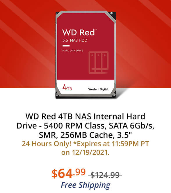 WD Red 4TB NAS Internal Hard Drive - 5400 RPM Class, SATA 6Gb/s, SMR, 256MB Cache, 3.5"