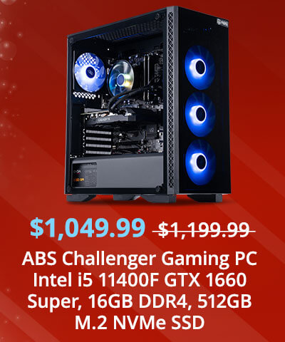 ABS Challenger Gaming PC Intel i5 11400F GTX 1660 Super, 16GB DDR4, 512GB M.2 NVMe SSD