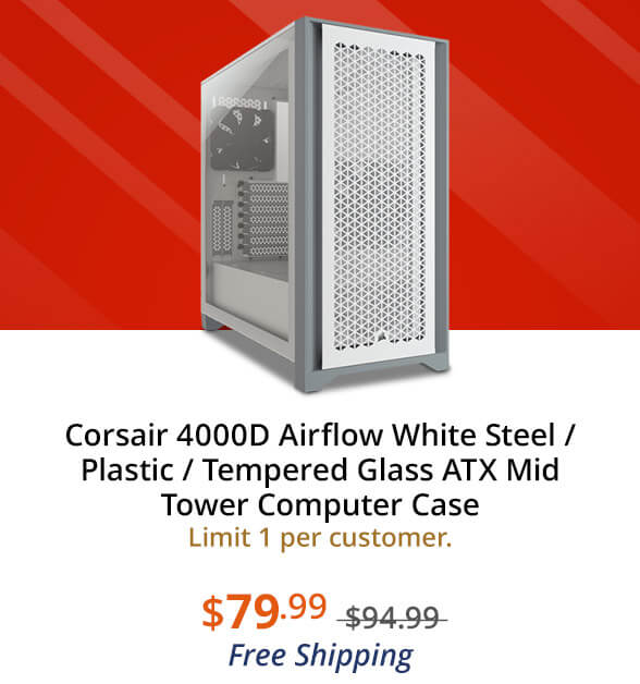 Corsair 4000D Airflow White Steel / Plastic / Tempered Glass ATX Mid Tower Computer Case