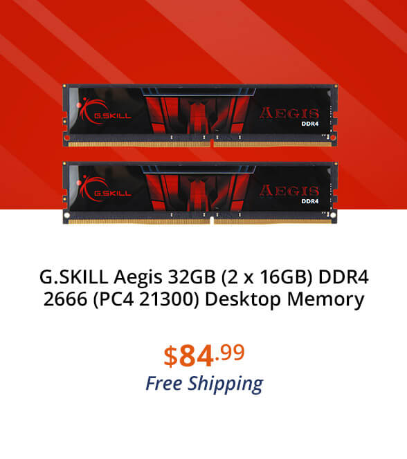 G.SKILL Aegis 32GB (2 x 16GB) DDR4 2666 (PC4 21300) Desktop Memory