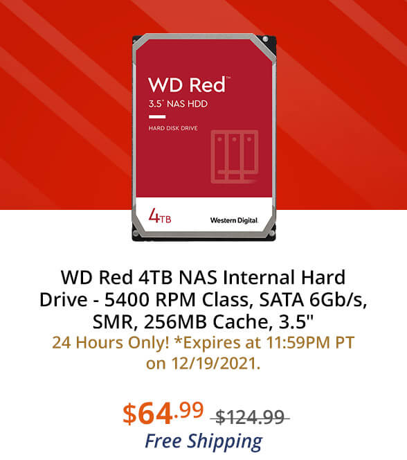 WD Red 4TB NAS Internal Hard Drive - 5400 RPM Class, SATA 6Gb/s, SMR, 256MB Cache, 3.5"