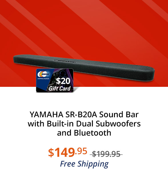 YAMAHA SR-B20A Sound Bar with Built-in Dual Subwoofers and Bluetooth