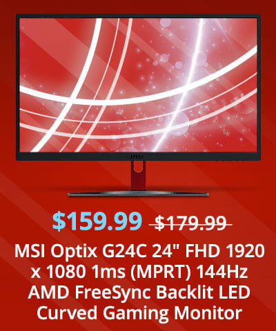 MSI Optix G24C 24" FHD 1920 x 1080 1ms (MPRT) 144Hz AMD FreeSync Backlit LED Curved Gaming Monitor