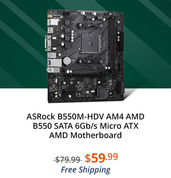 ASRock B550M-HDV AM4 AMD B550 SATA 6Gb/s Micro ATX AMD Motherboard