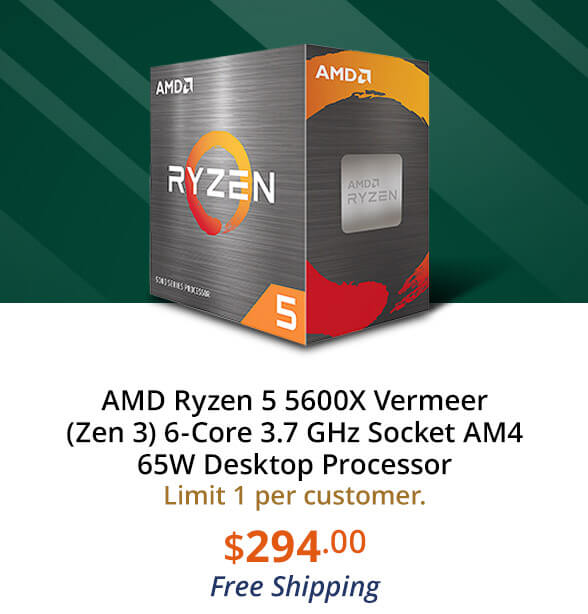 AMD Ryzen 5 5600X Vermeer (Zen 3) 6-Core 3.7 GHz Socket AM4 65W Desktop Processor