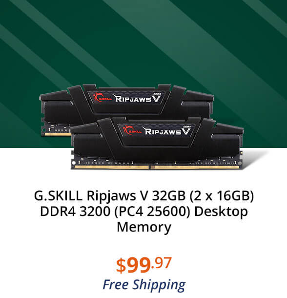 G.SKILL Ripjaws V 32GB (2 x 16GB) DDR4 3200 (PC4 25600) Desktop Memory