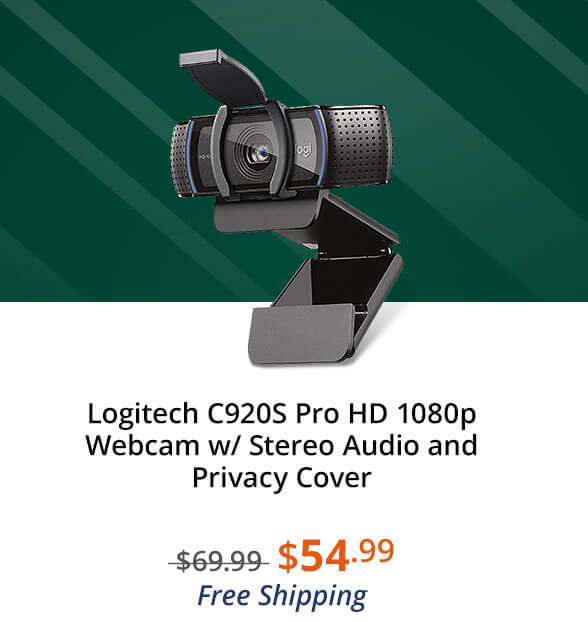 Logitech C920S Pro HD 1080p Webcam w/ Stereo Audio and Privacy Cover