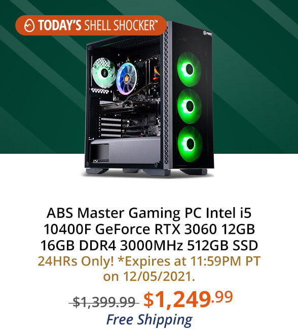 ABS Master Gaming PC Intel i5 10400F GeForce RTX 3060 12GB 16GB DDR4 3000MHz 512GB SSD