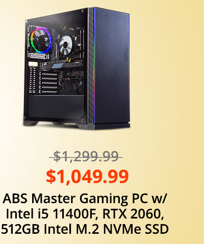 ABS Master Gaming PC - Windows 10 Home - Intel i5 11400F - GeForce RTX 2060 - 16GB DDR4 3000MHz - 512GB Intel M.2 NVMe SSD