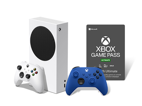 Microsoft Xbox Series S + Xbox Wireless Controller - Shock Blue + Xbox Game Pass Ultimate: 1 Month Membership US [Digital Code] Combo
