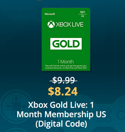 $8.24 Xbox Gold Live: 1 Month Membership US (Digital Code)