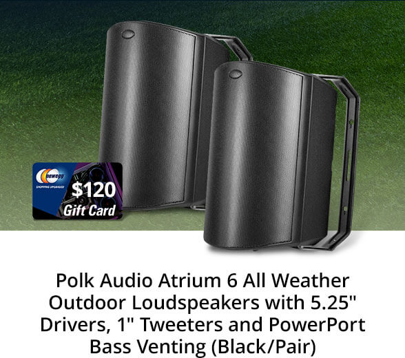 Polk Audio Atrium 6 All Weather Outdoor Loudspeakers with 5.25" Drivers, 1" Tweeters and PowerPort Bass Venting (Black/Pair)