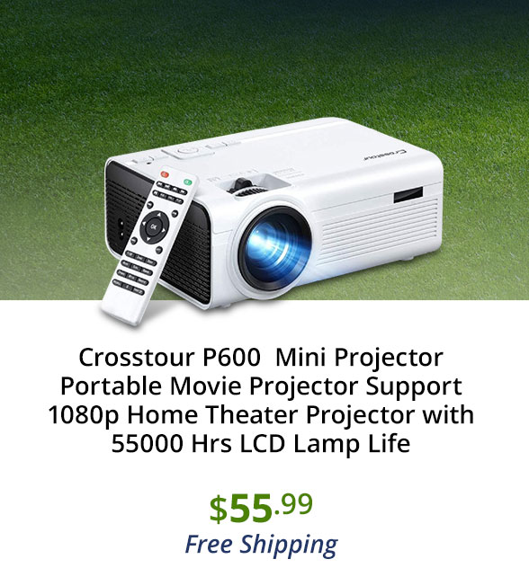 Crosstour P600 Mini Projector Portable Movie Projector Support 1080p Home Theater Projector with 55000 Hrs LCD Lamp Life