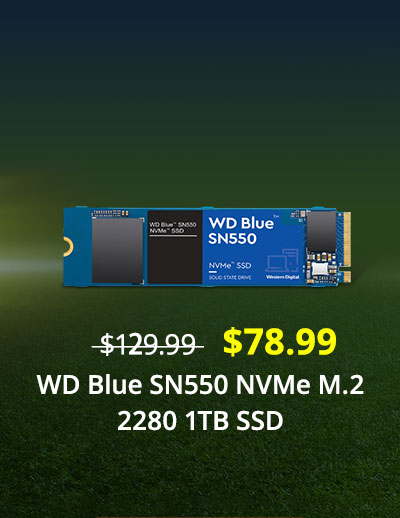 Western Digital WD Blue SN550 NVMe M.2 2280 1TB PCI-Express 3.0 x4 3D NAND Internal Solid State Drive (SSD) WDS100T2B0C