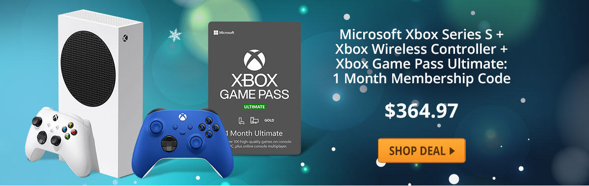 Xbox Series S console + Xbox Wireless Controller-Shock Blue + Game Pass Ultimate: 1Mos Membership (Digital Code) Combo