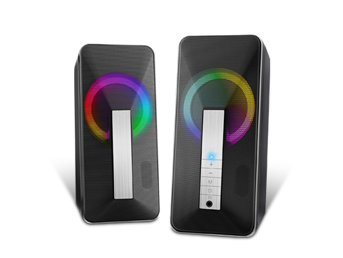 LED Computer Speakers, Bluetooth PC Speakers with Volume Control USB Powered, 3.5mm Jack, Black