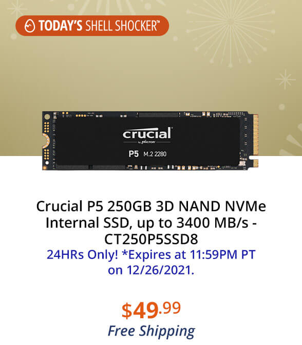 Crucial P5 250GB 3D NAND NVMe Internal SSD, up to 3400 MB/s - CT250P5SSD8