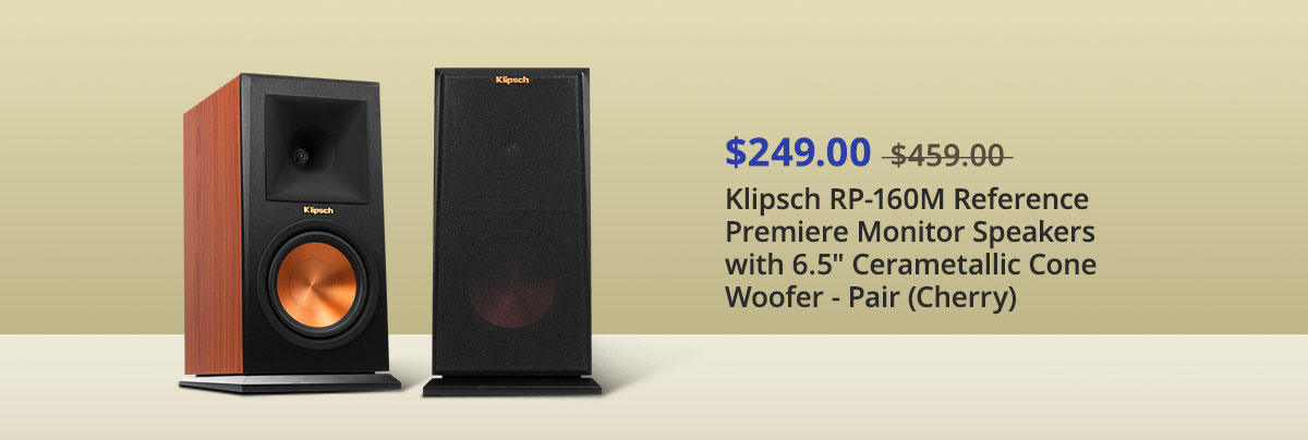 Klipsch RP-160M Reference Premiere Monitor Speakers with 6.5" Cerametallic Cone Woofer - Pair (Cherry)