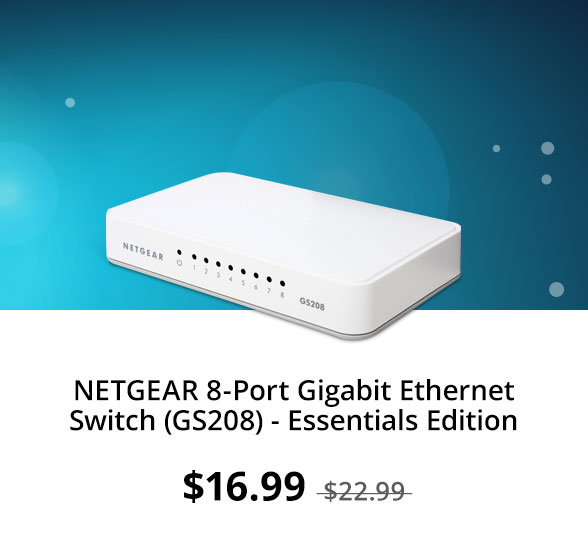 NETGEAR 8-Port Gigabit Ethernet Switch (GS208) - Essentials Edition