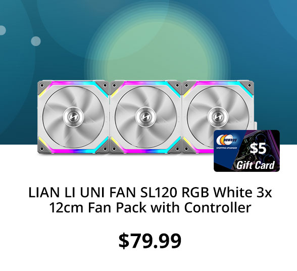 LIAN LI UNI FAN SL120 RGB White 3x 12cm Fan Pack with Controller