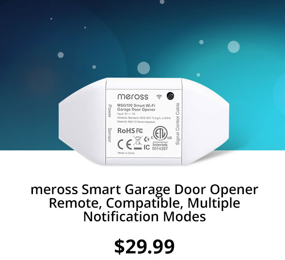 meross Smart Garage Door Opener Remote, Compatible, Multiple Notification Modes