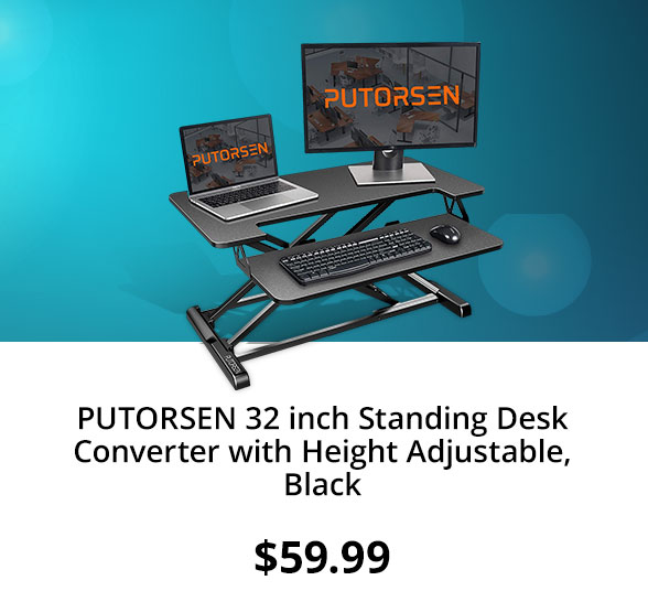 PUTORSEN 32 inch Standing Desk Converter with Height Adjustable, Black