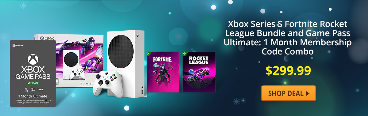 Xbox Series S Fortnite Rocket League Bundle and Game Pass Ultimate: 1 Month Membership Code Combo