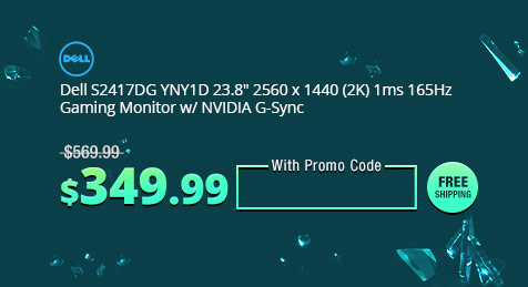 Dell S2417DG YNY1D 23.8" 2560 x 1440 (2K) 1ms 165Hz Gaming Monitor w/ NVIDIA G-Sync