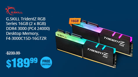 G.SKILL TridentZ RGB Series 16GB (2 x 8GB) DDR4 3000 (PC4 24000) Desktop Memory, F4-3000C15D-16GTZR