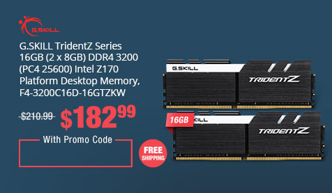 G.SKILL TridentZ Series 16GB (2 x 8GB) DDR4 3200 (PC4 25600) Intel Z170 Platform Desktop Memory, F4-3200C16D-16GTZKW