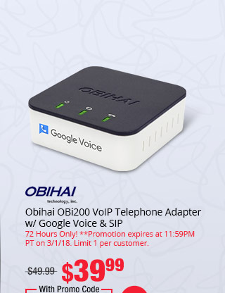 Obihai OBi200 VoIP Telephone Adapter w/ Google Voice & SIP