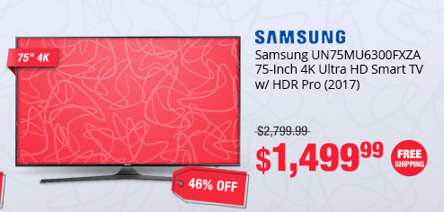Samsung UN75MU6300FXZA 75-Inch 4K Ultra HD Smart TV w/ HDR Pro (2017)