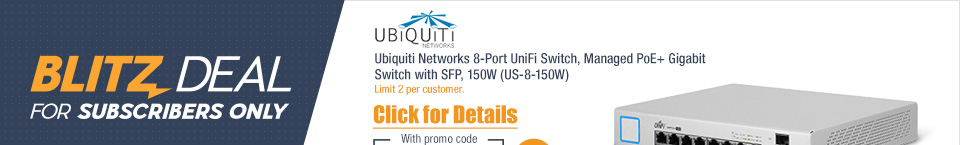 Ubiquiti Networks 8-Port UniFi Switch, Managed PoE+ Gigabit Switch w/ SFP, 150W 