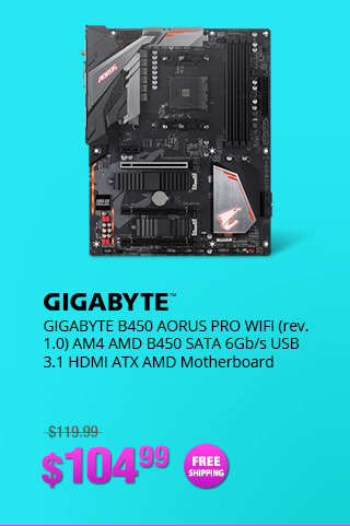 GIGABYTE B450 AORUS PRO WIFI (rev. 1.0) AM4 AMD B450 SATA 6Gb/s USB 3.1 HDMI ATX AMD Motherboard