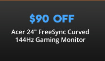 $90 Off Acer 24" FreeSync Curved 144Hz Gaming Monitor